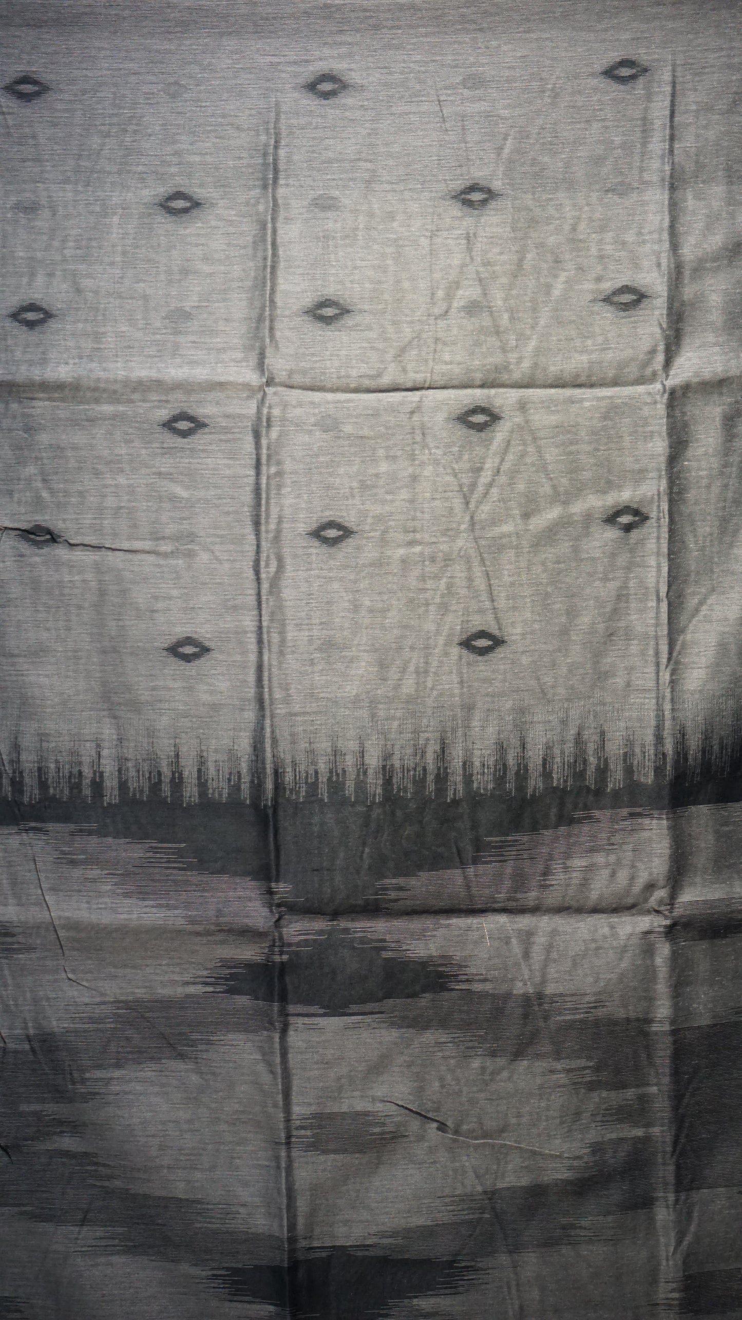 Munga Cotton Saree Ikkat Print Grey