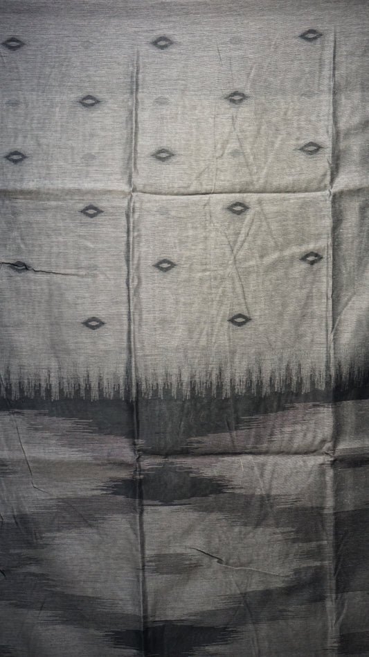 Munga Cotton Saree Ikkat Print Grey