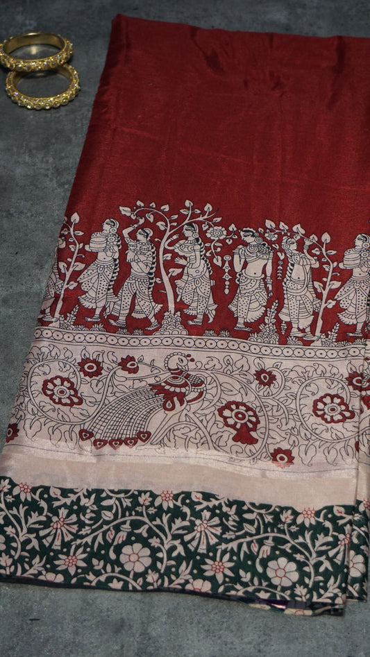 Chiralam Saree Red