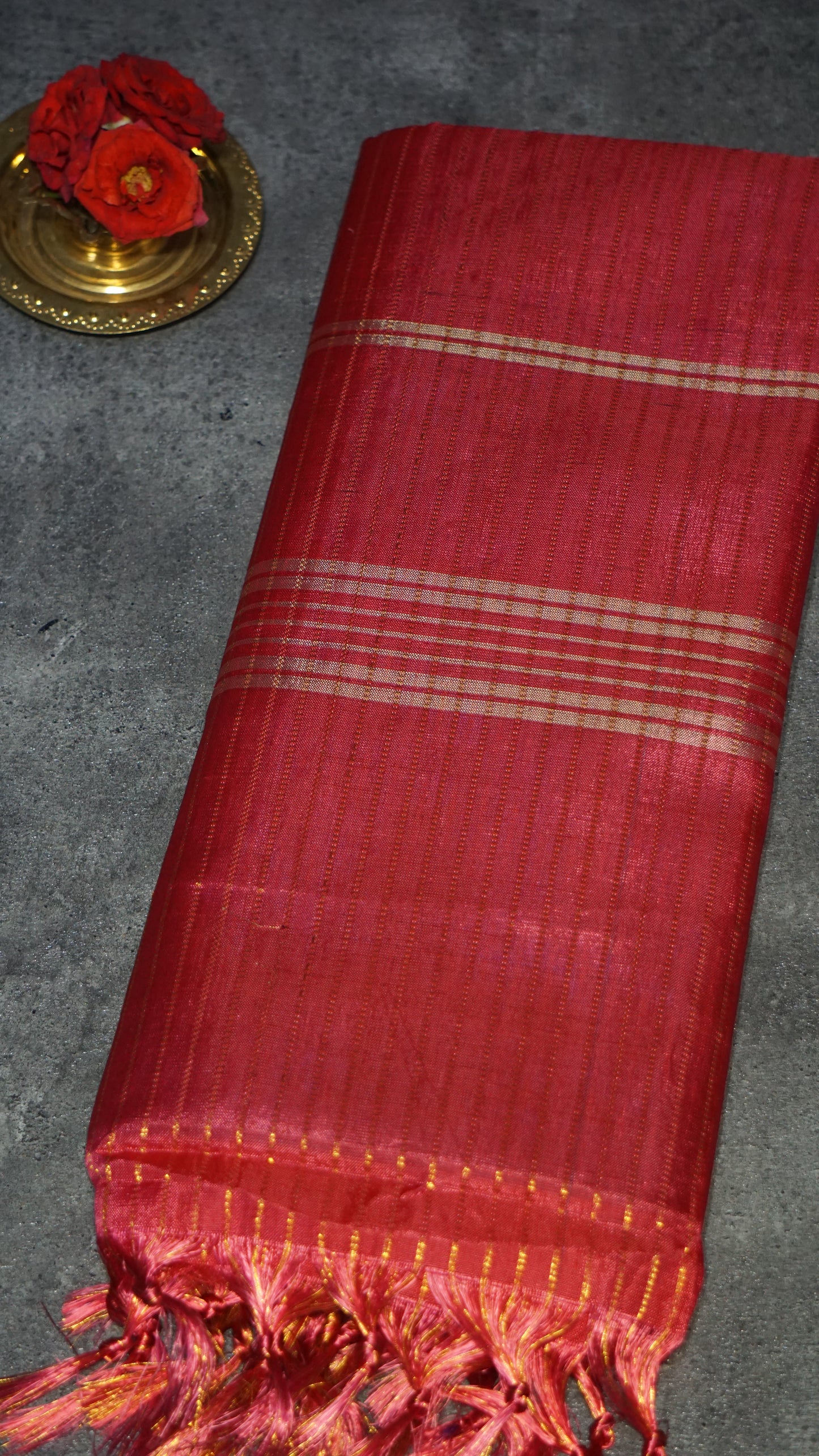 Vazhai Naaru Pattu Saree Velthari Pinkish Red - Purple