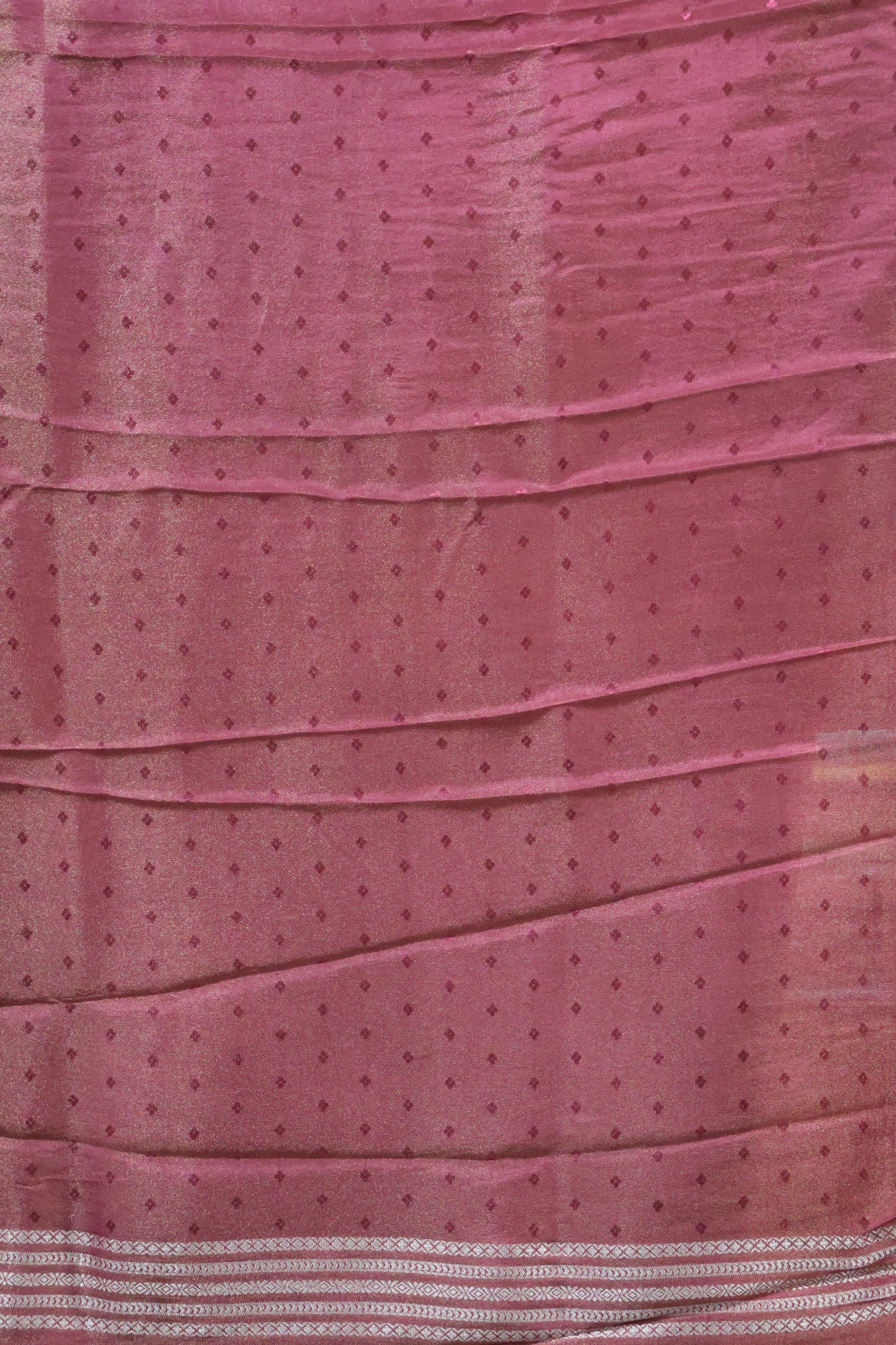 Tissue Silk Saree- Light Wine Silver Floral Accent