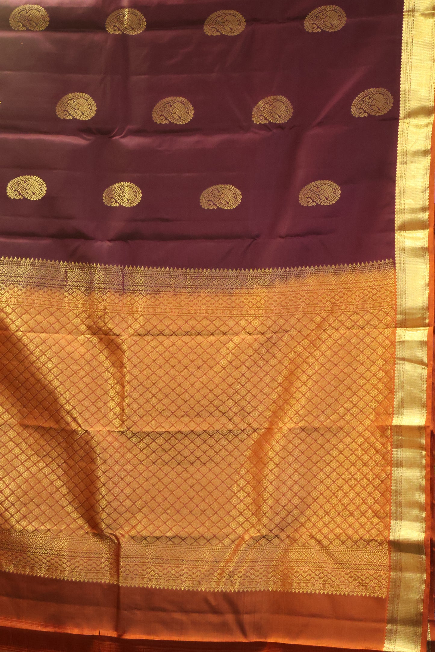 Akshayam - Pure Kanjivaram Saree - Purple Peacock Butta