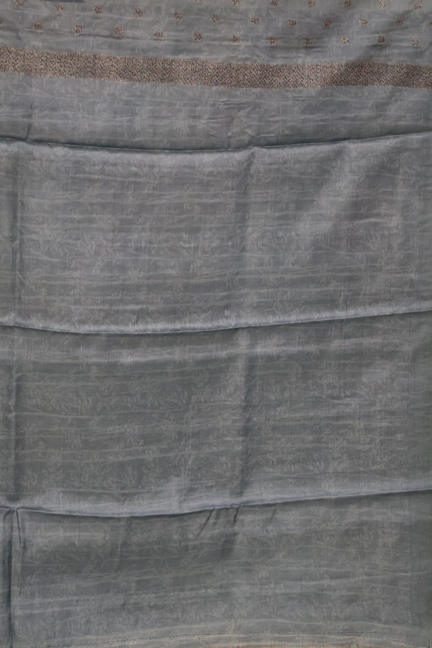 Pure Tussar Saree - Blue Floral Pattern