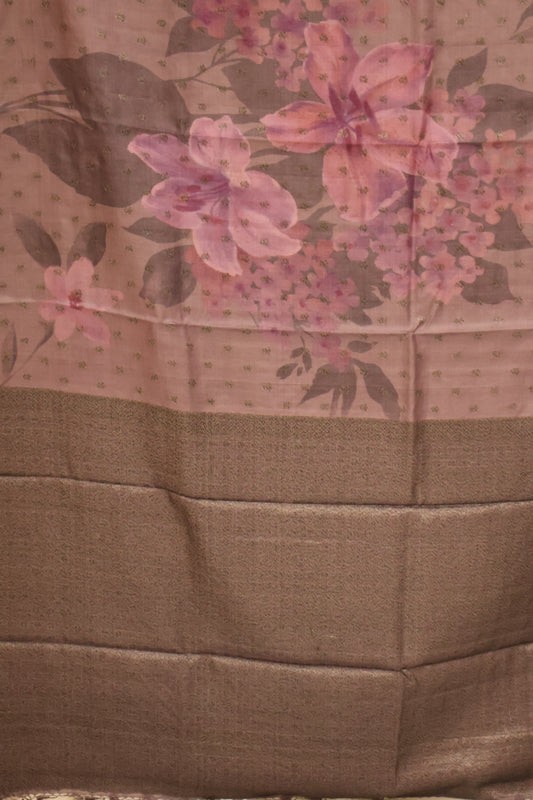 Pure Tussar Saree - Purple Floral Pattern