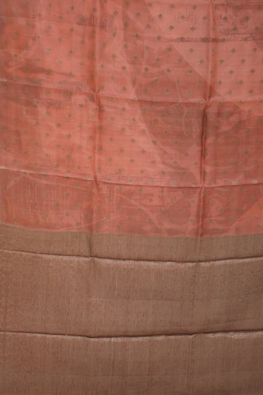 Pure Tussar Saree - Pale Orange Daimond Butta