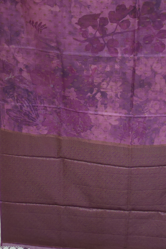 Pure Tussar Saree - Purple Floral Pattern