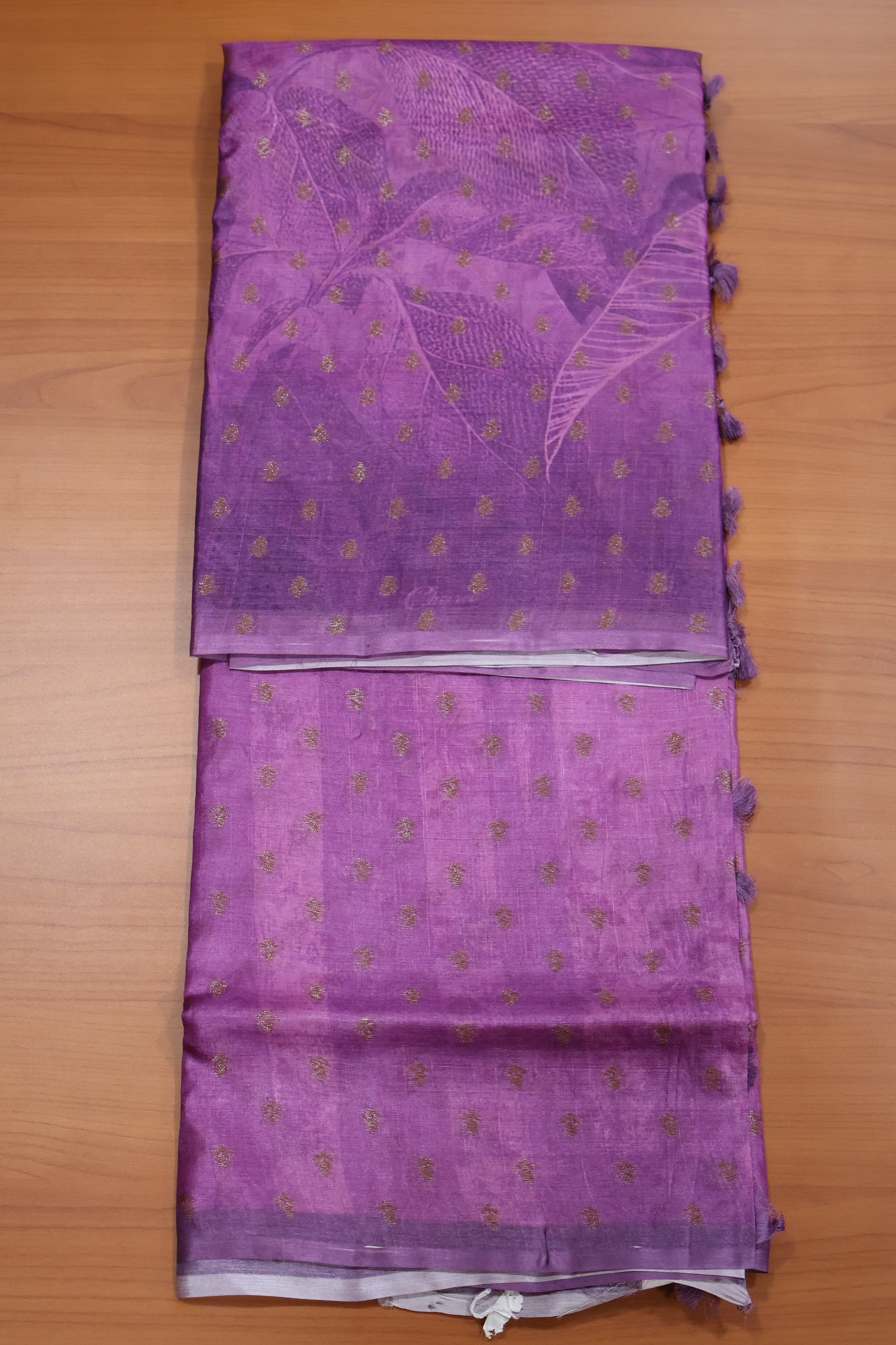 Pure Tussar Saree - Purple Small Butta