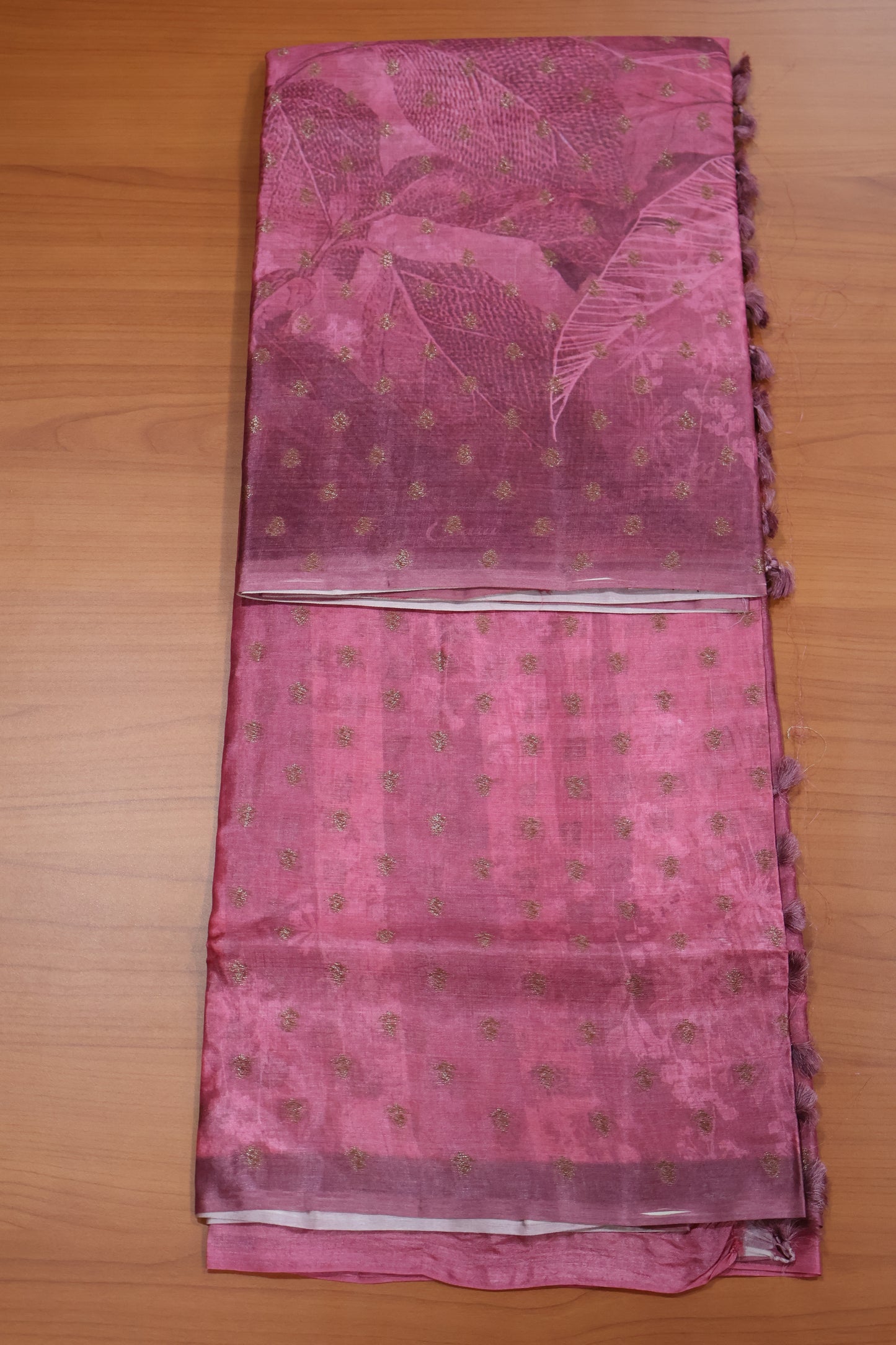 Pure Tussar Saree - Pink Small Butta