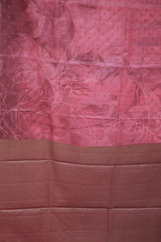 Pure Tussar Saree - Pink Small Butta