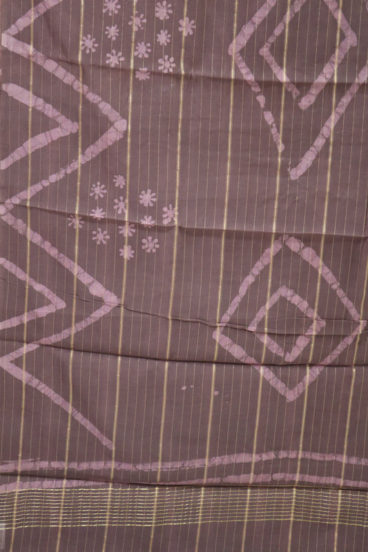 Pure Tussar Saree - Purple Triangle Pattern