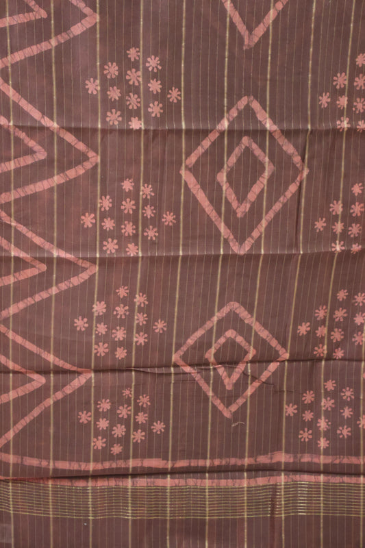 Pure Tussar Saree - Dark Pink Triangle Pattern