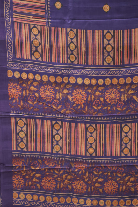 Pure Tussar Saree - Navy Blue