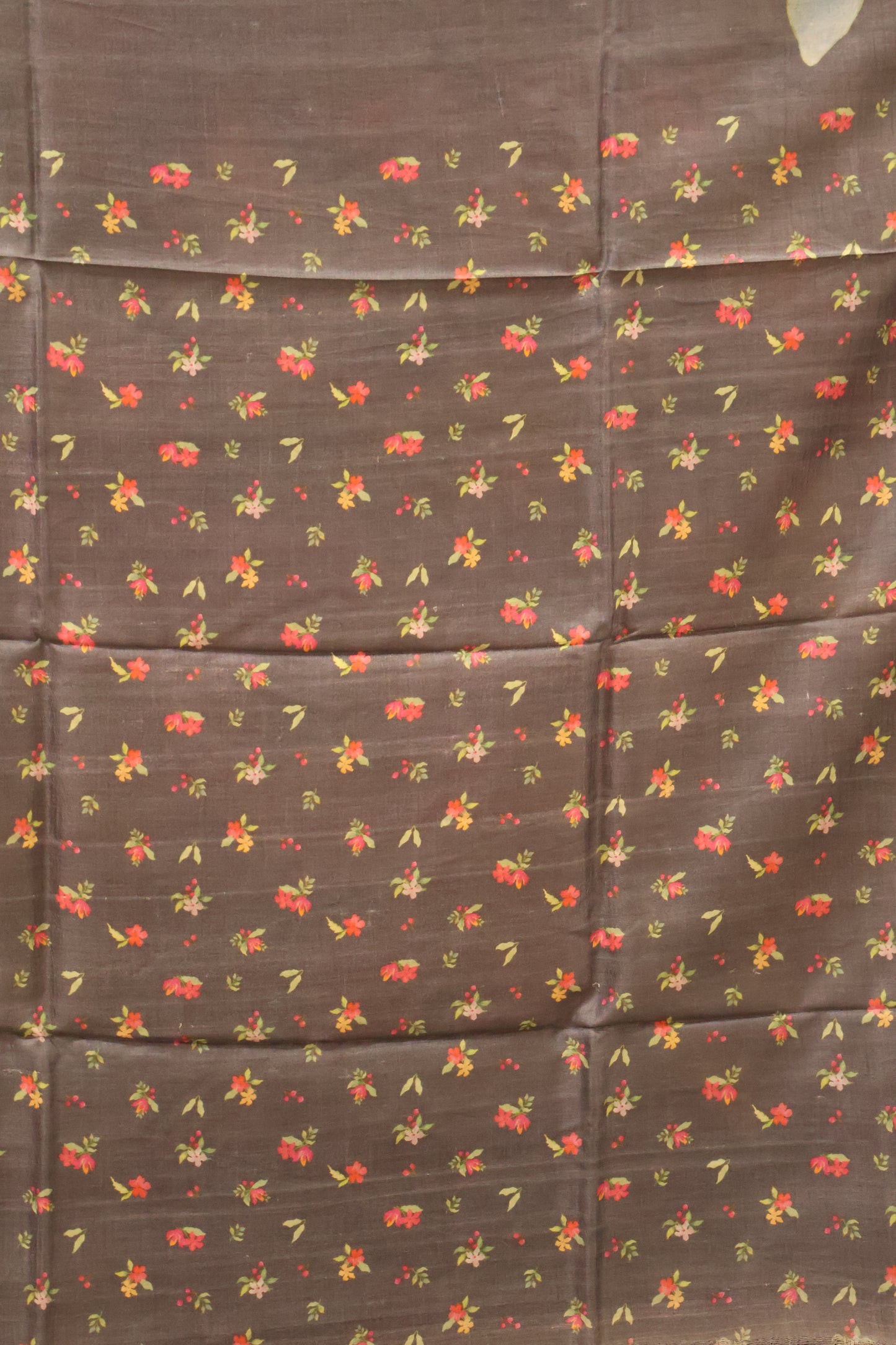 Pure Tussar Saree - Grey Floral Pattern