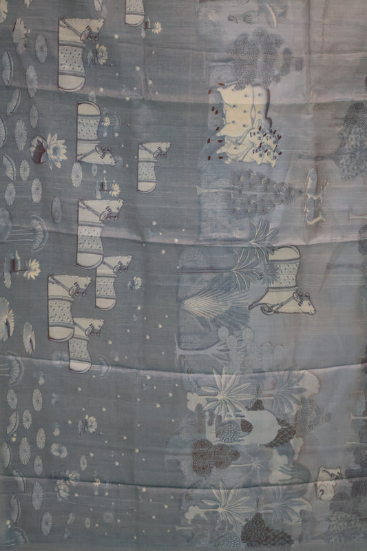 Pure Tussar Saree - Light Peacock Blue