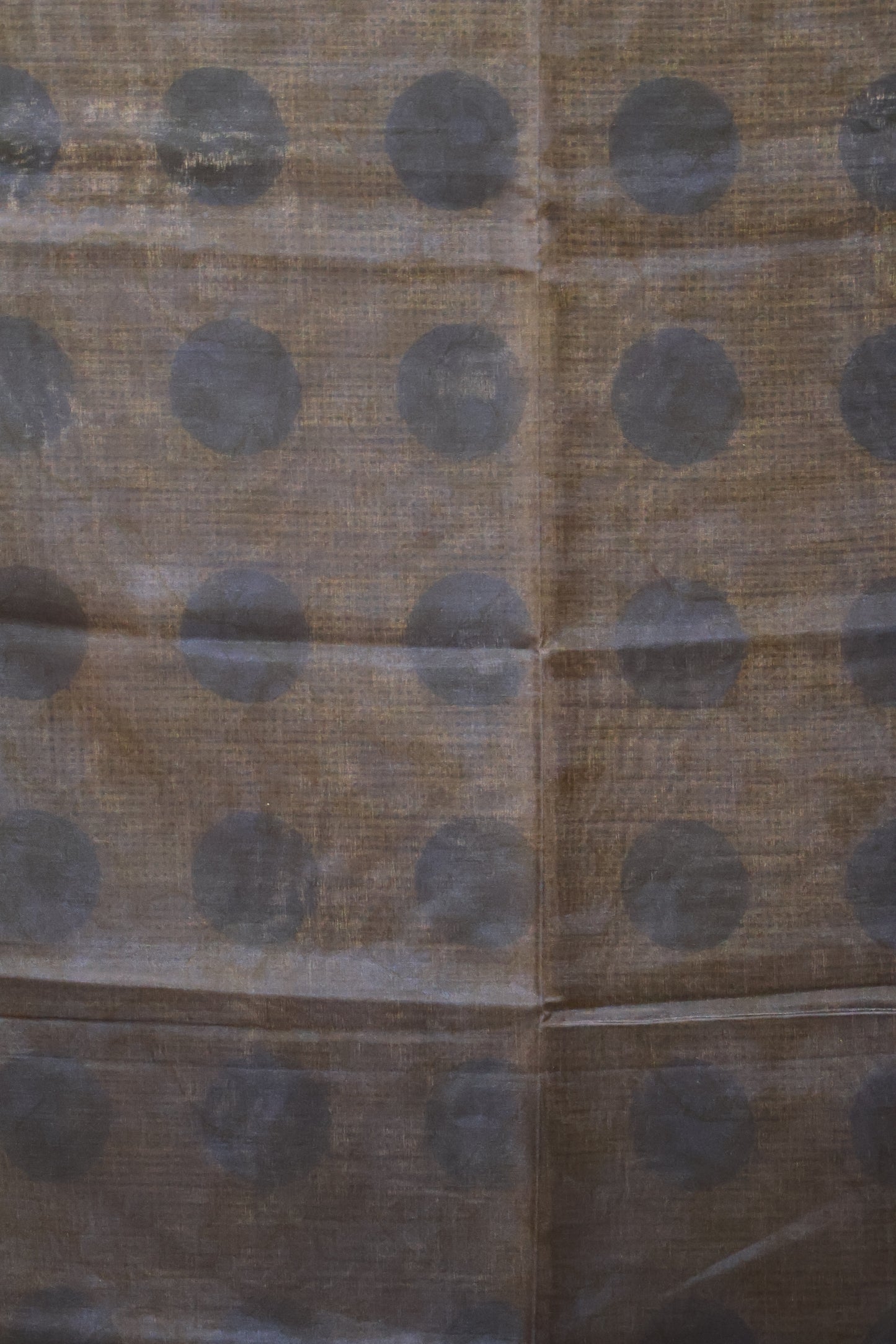 Paper Silk Saree-Blue Big Round Design