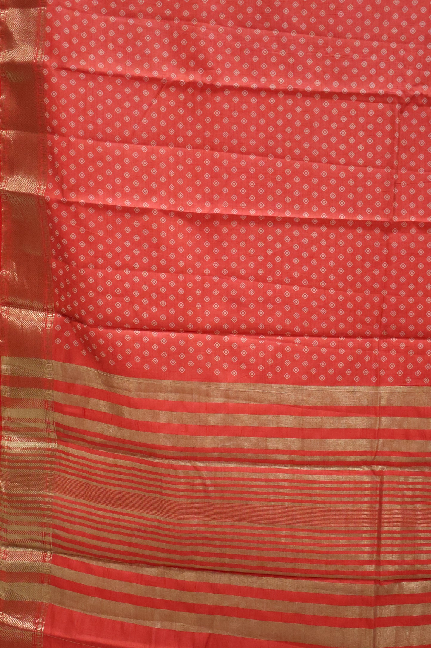 Semi Tussar Saree -Red Lamp Bandhini