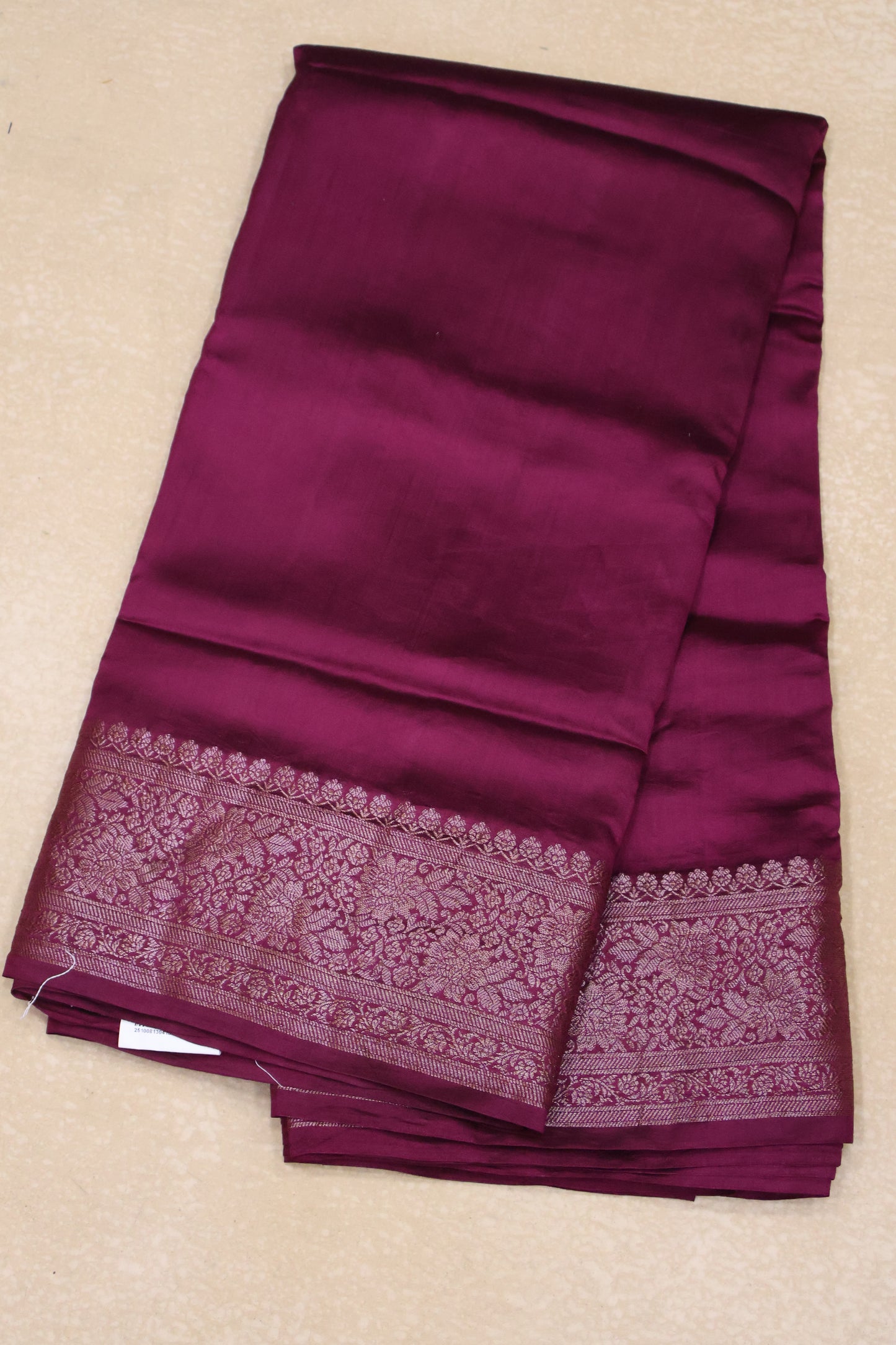 Pure Tussar Saree -Wine Plain Border