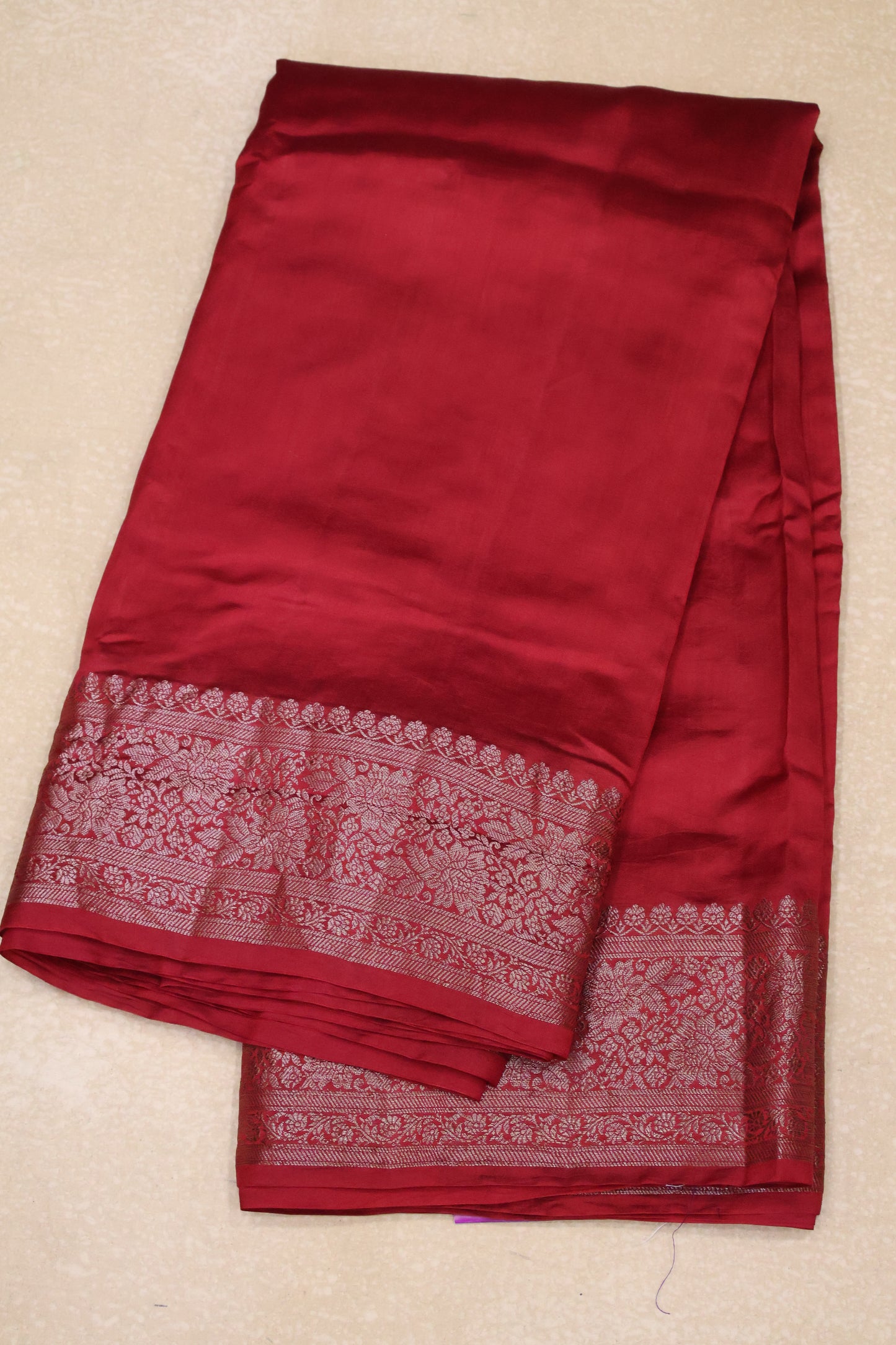 Pure Tussar Saree -Maroon Plain Border