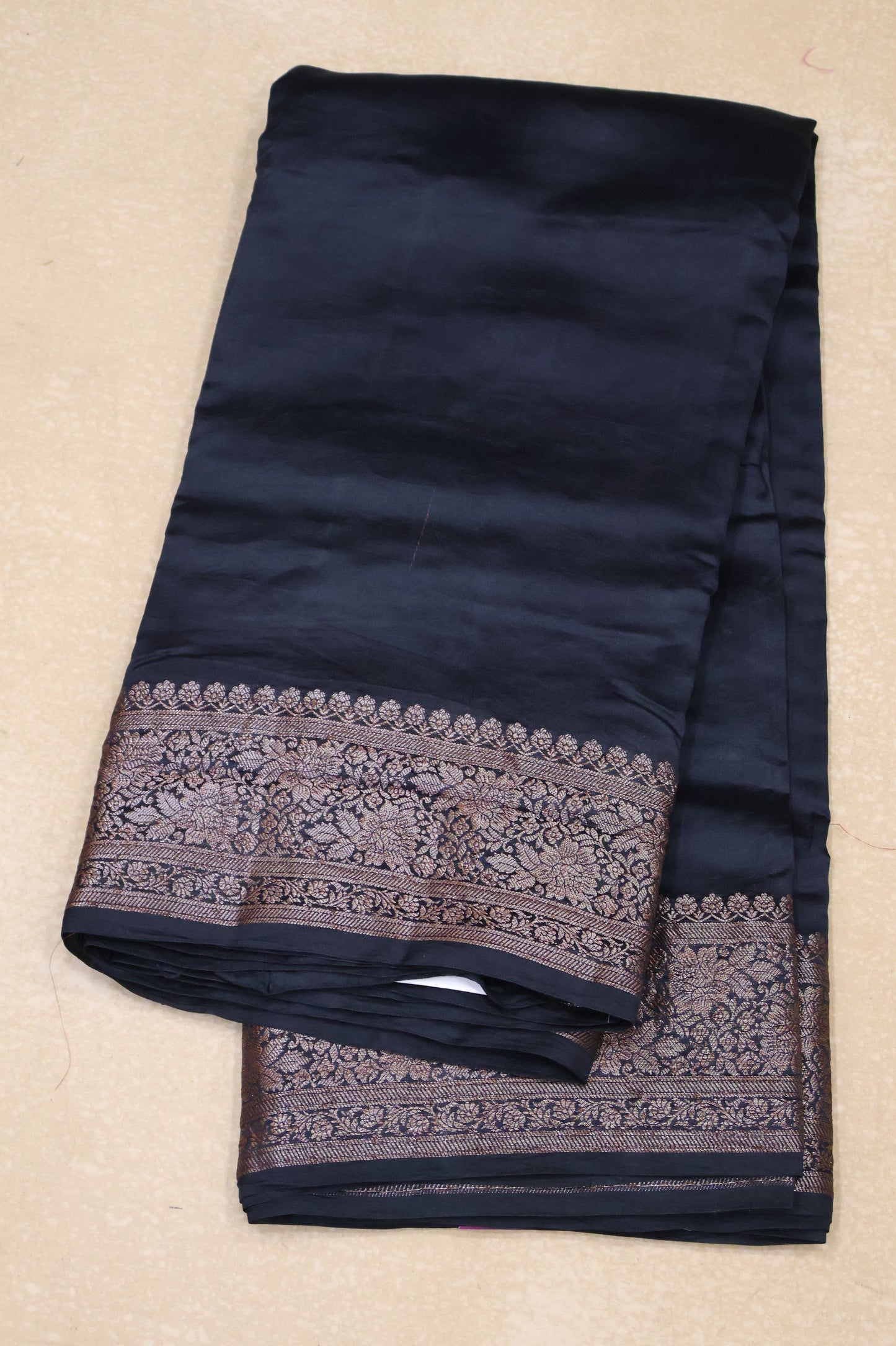 Pure Tussar Saree -Black Plain Border