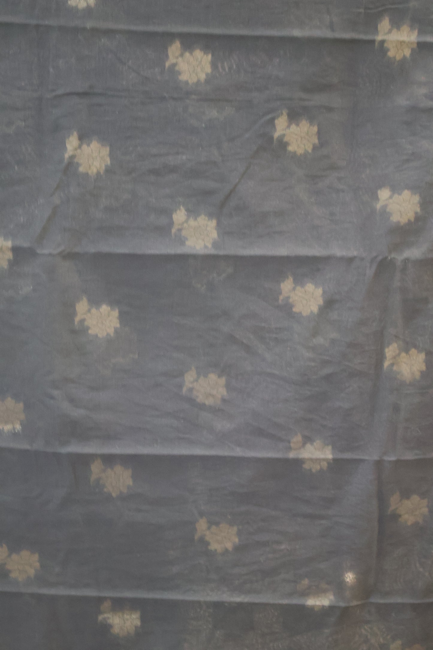 Banarasi Chanderi Saree-Black Double Flower Border