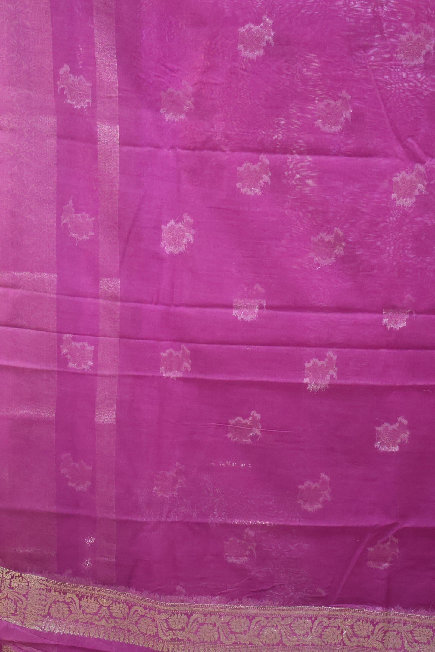 Banarasi Chanderi Saree-Wine Double Flower Border