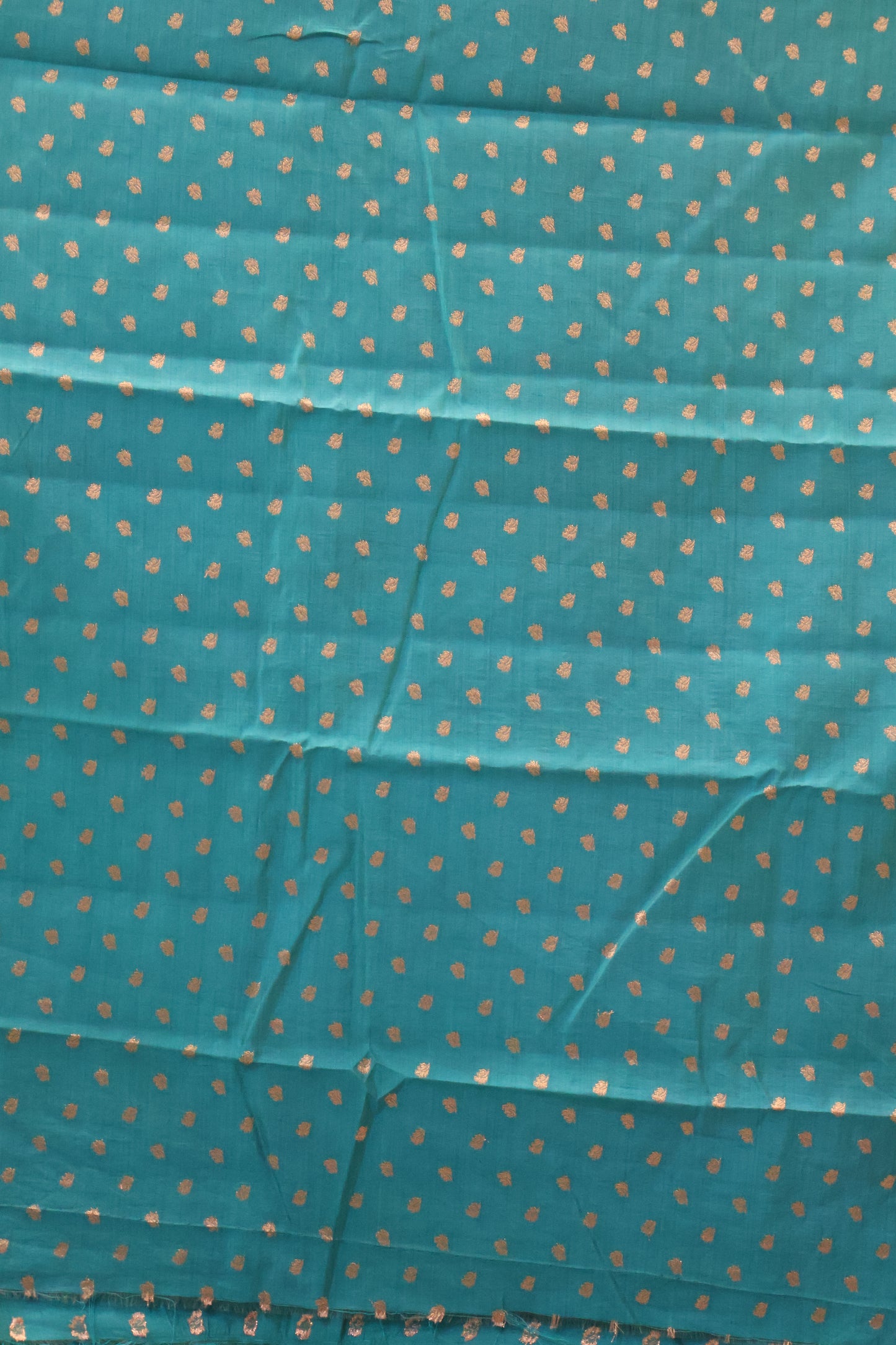 Semi Tussar Saree -Peacock Green Round Flower Design