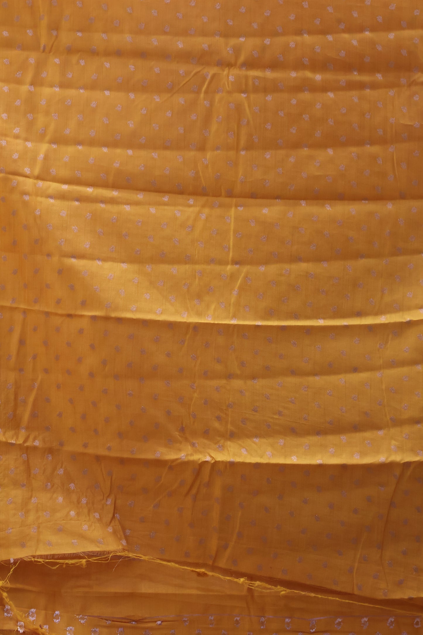 Semi Tussar Saree -Mango Yellow Round Flower Design