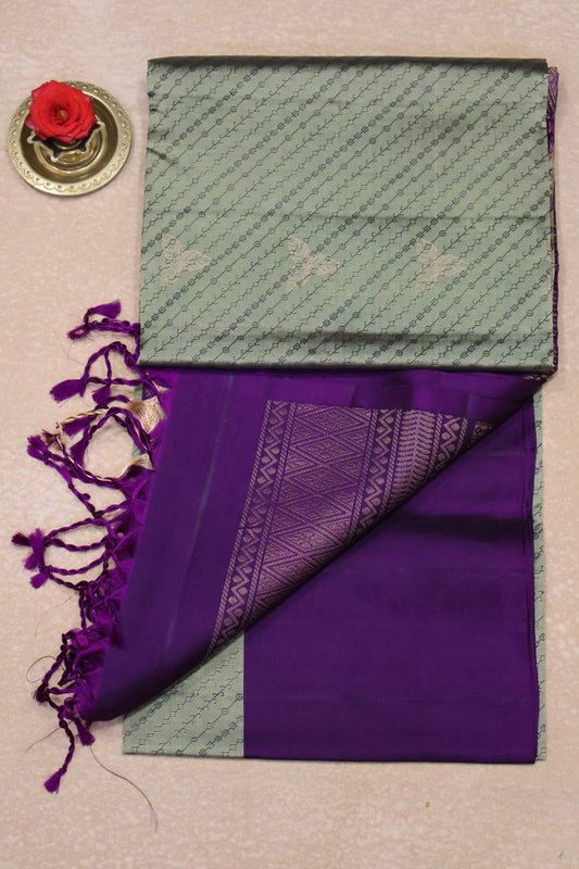 Pure Soft Silk Saree -Lite Metalic Green