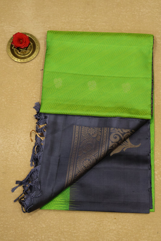 Pure Soft Silk Saree -Lite Green-Blue