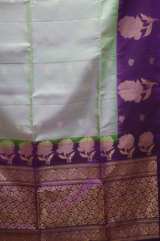 Pure Soft Silk Saree -Sea Green-Voilet