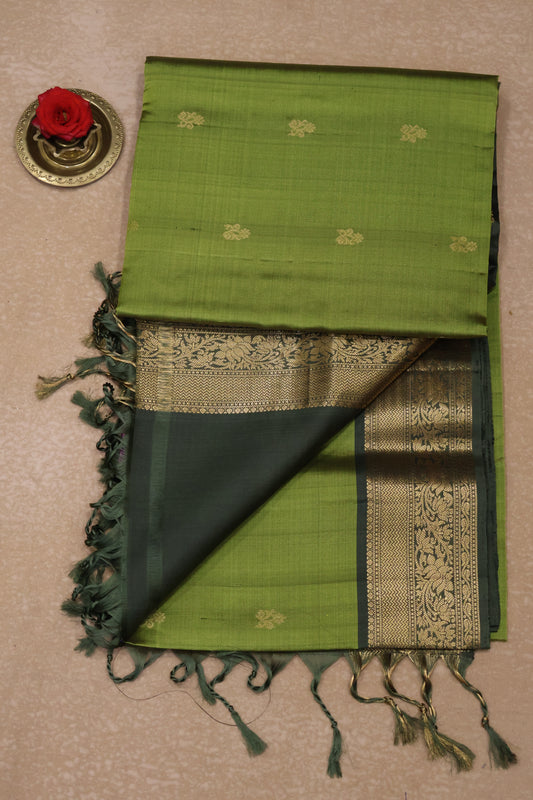 Pure Soft Silk Saree -Olive Green