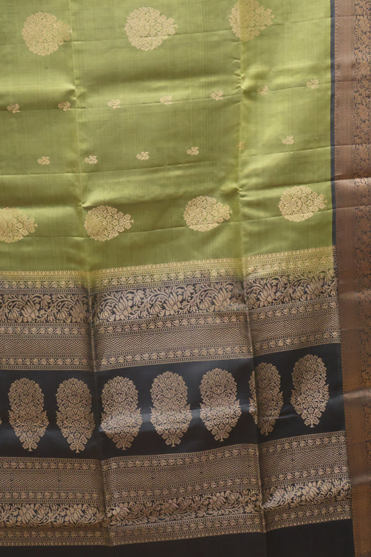 Pure Soft Silk Saree -Olive Green