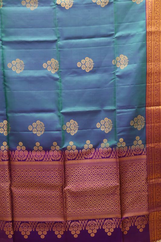 Pure Soft Silk Saree -Peacock Blue-Voilet