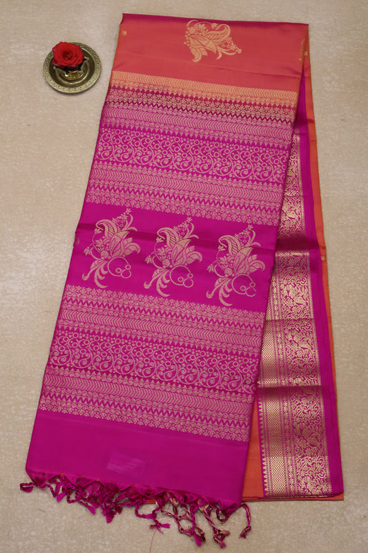 Pure Soft Silk Saree -Peach Pink