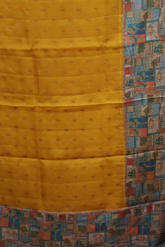 Pure Organza Tussar Saree-Mustard