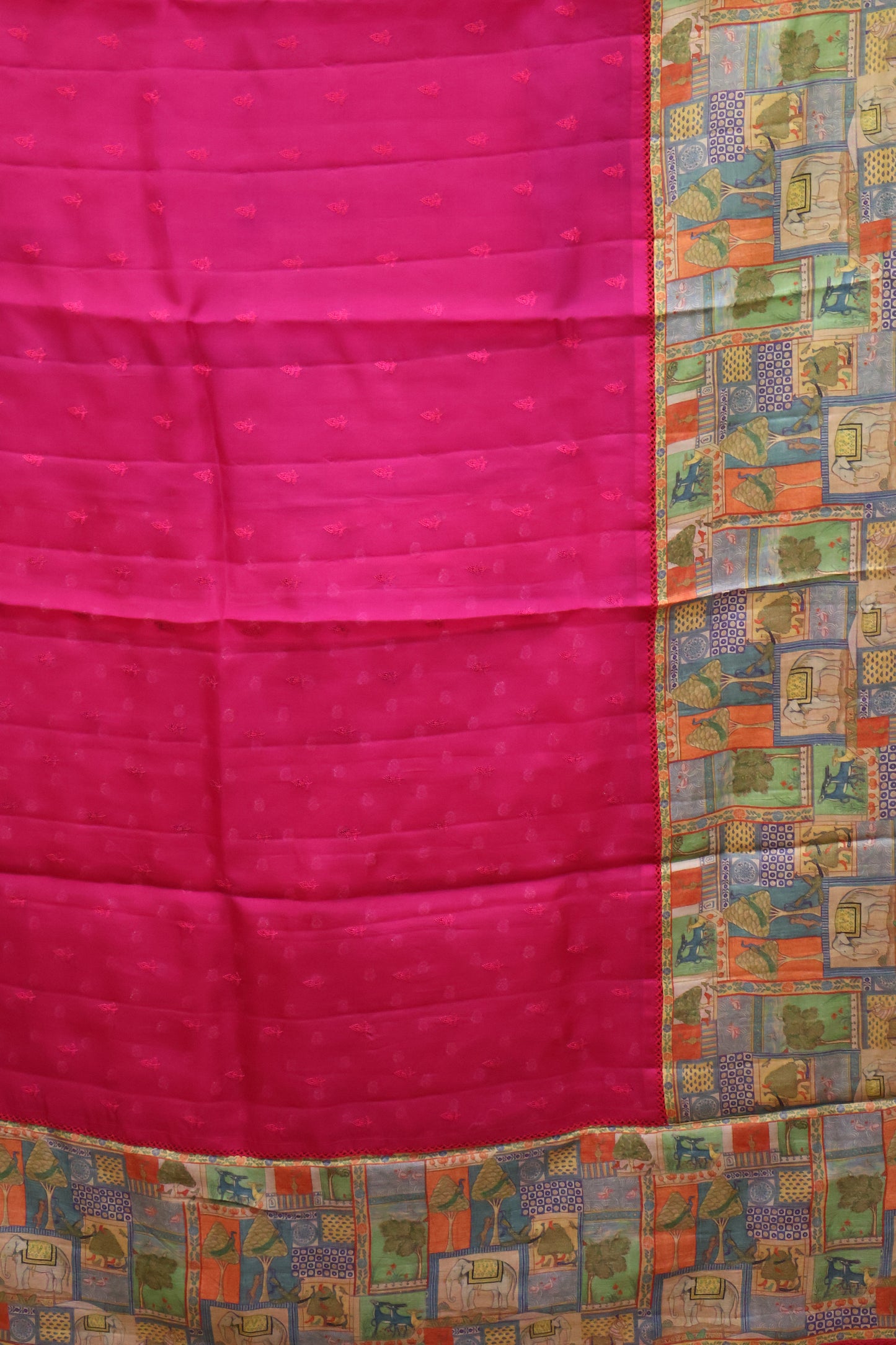 Pure Organza Tussar Saree-Rani Pink