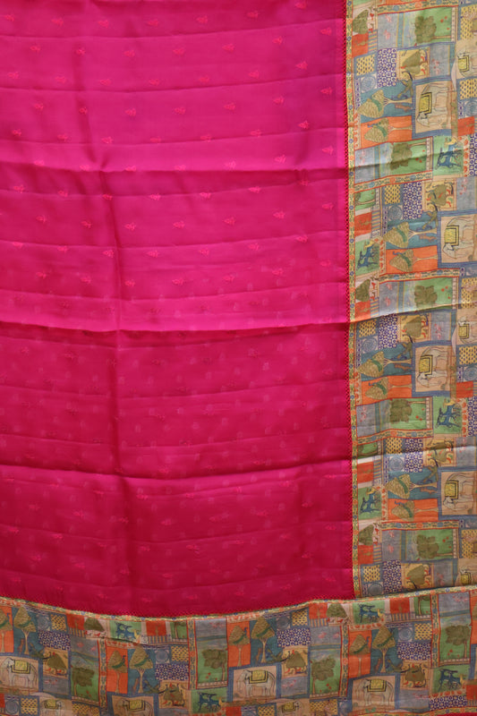 Pure Organza Tussar Saree-Rani Pink