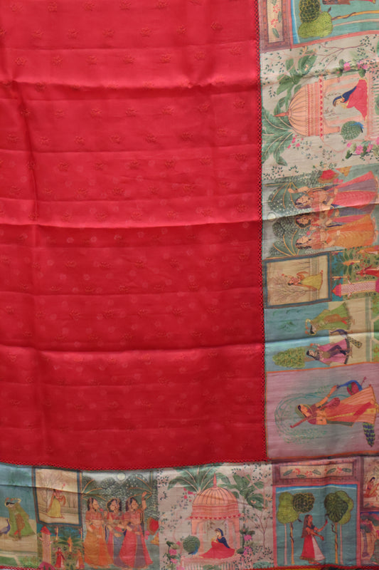 Pure Organza Tussar Saree-Maroon