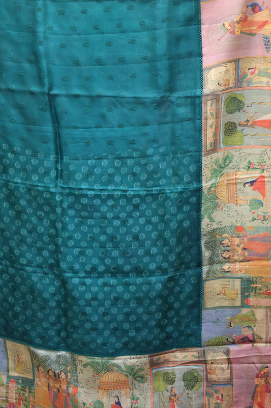 Pure Organza Tussar Saree-Peacock Green