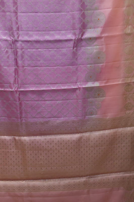 Pure Banarasi Saree Chiniya Silk - Purple Chakram Pattern