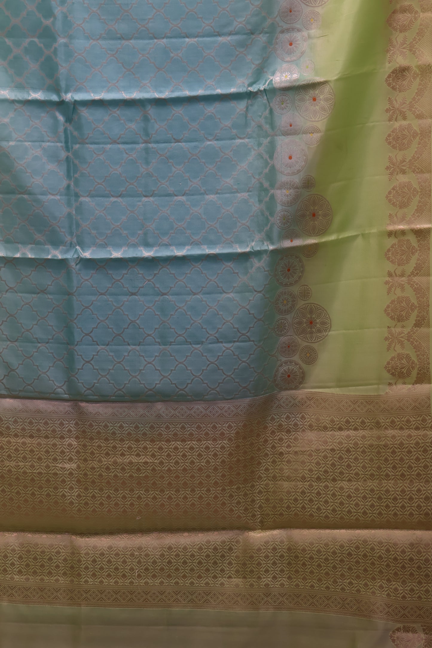 Pure Banarasi Saree Chiniya Silk - Sea Green Chakram Pattern