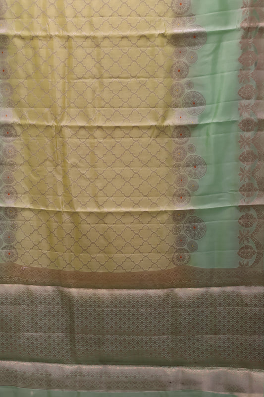 Pure Banarasi Saree Chiniya Silk -Pista Green Chakram Pattern