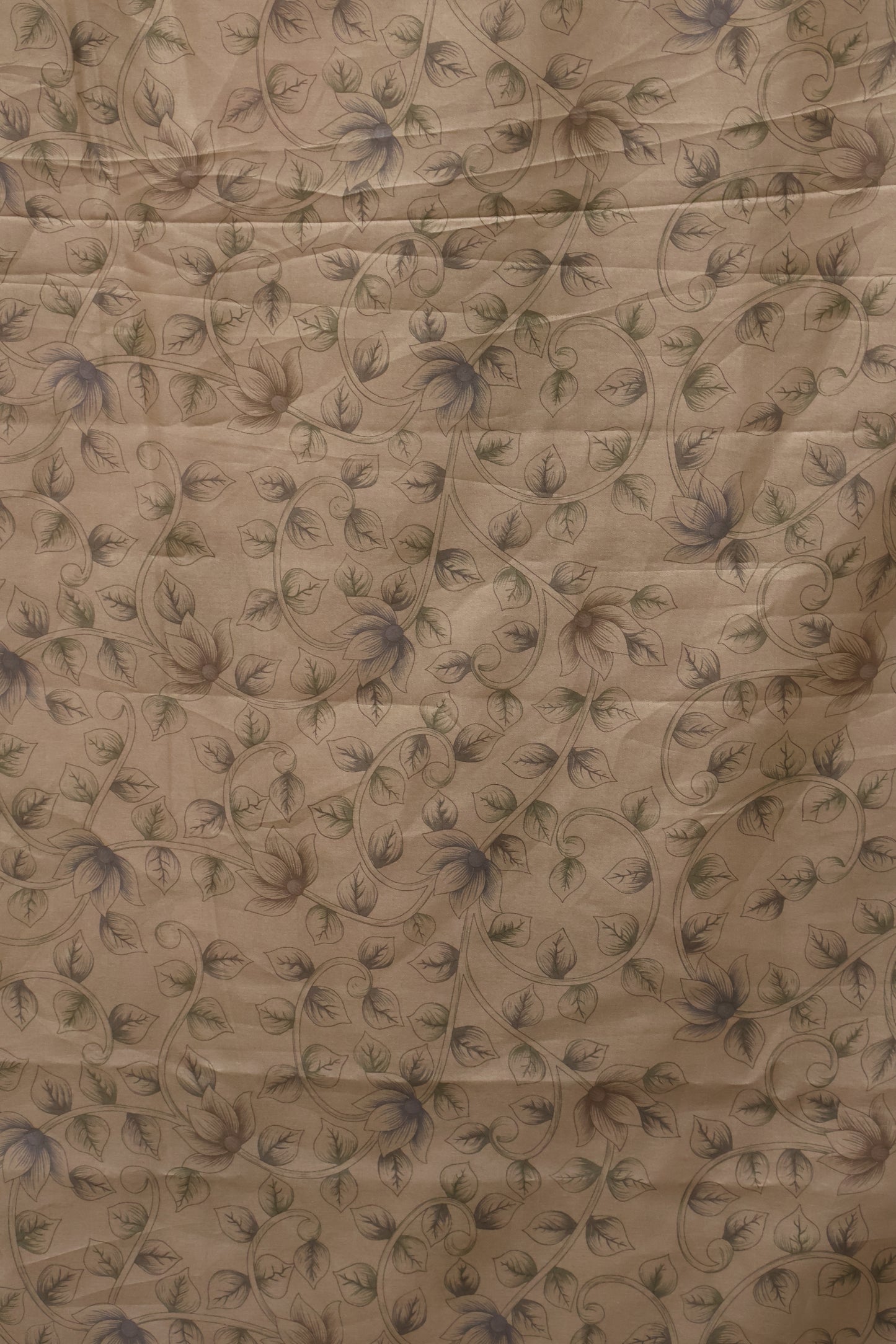 Tissue Linen Saree- Sandal-Green Sunflower