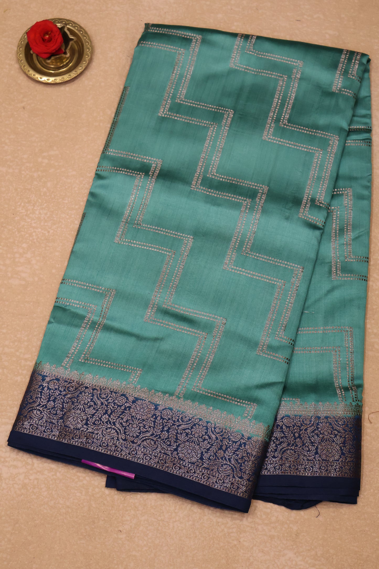 Pure Banarasi Saree Chiniya Silk - Teal Green
