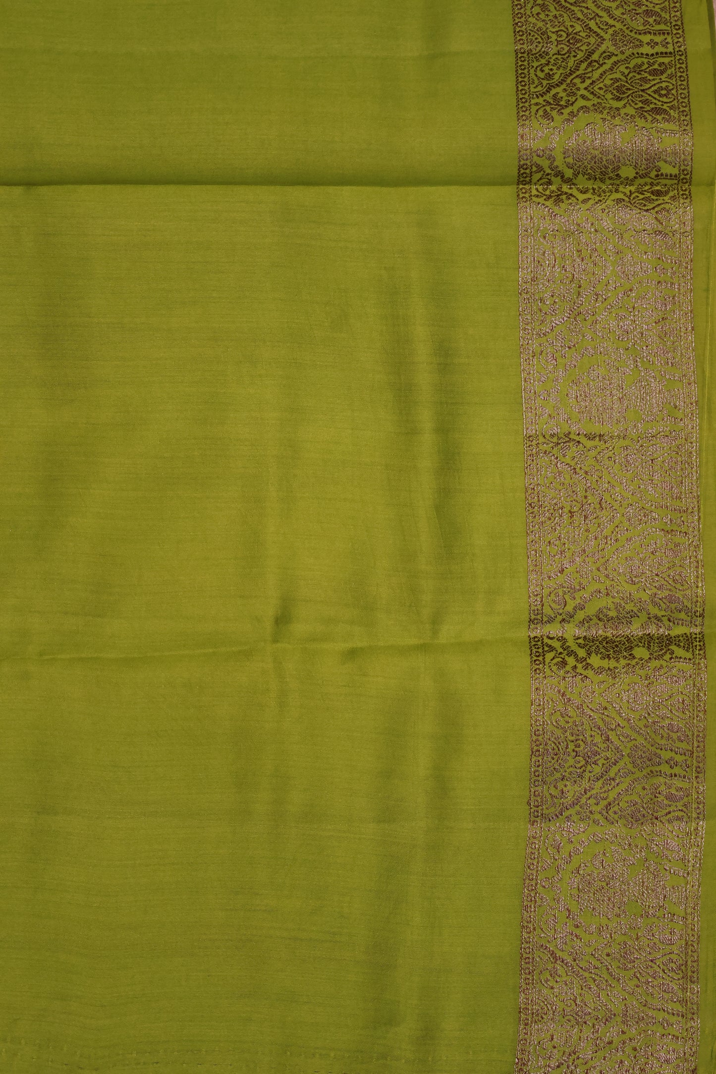 Pure Banarasi Saree Chiniya Silk - Mehandi Green Diamond Motif