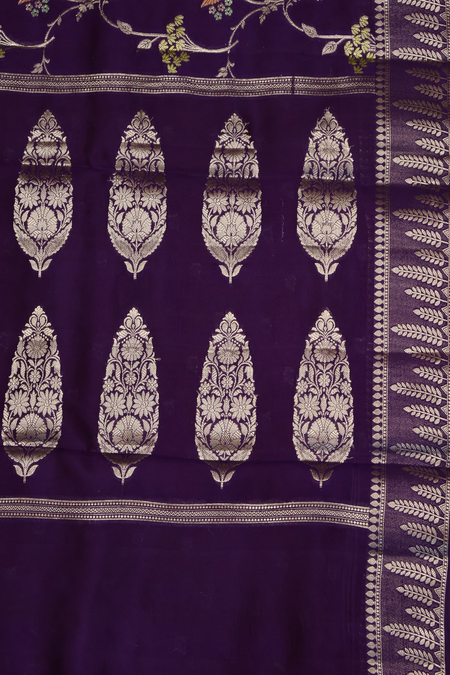 Banarasi Tussar - Purple Vineyard Pattern