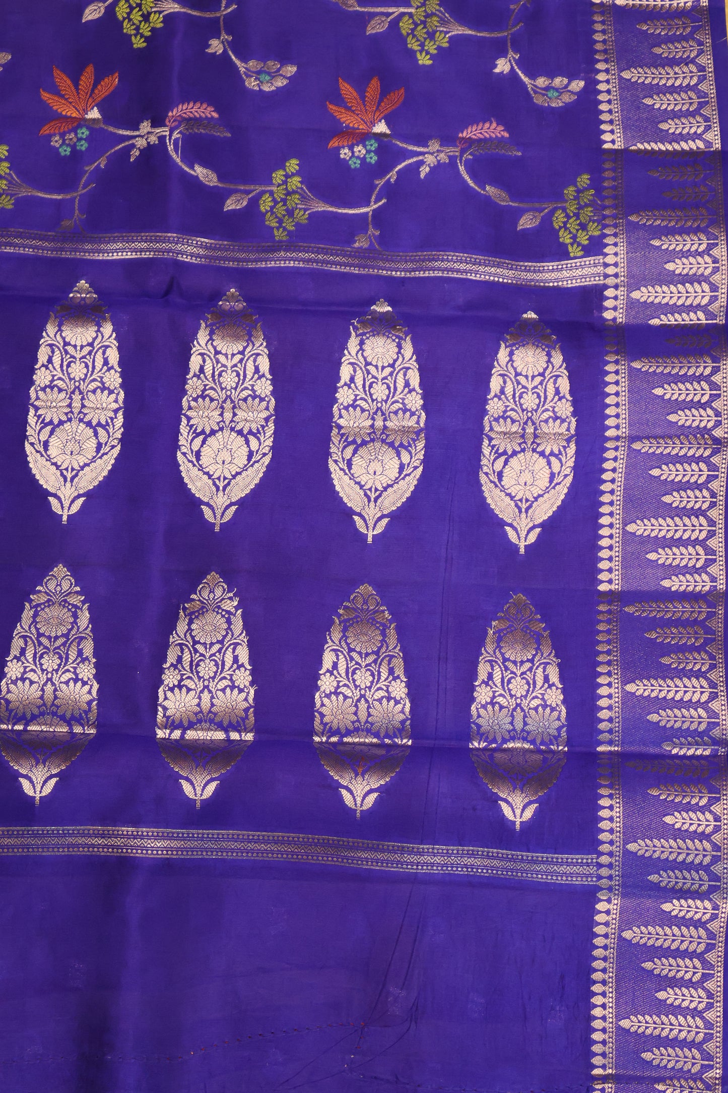 Banarasi Tussar - Ink Blue Vineyard Pattern