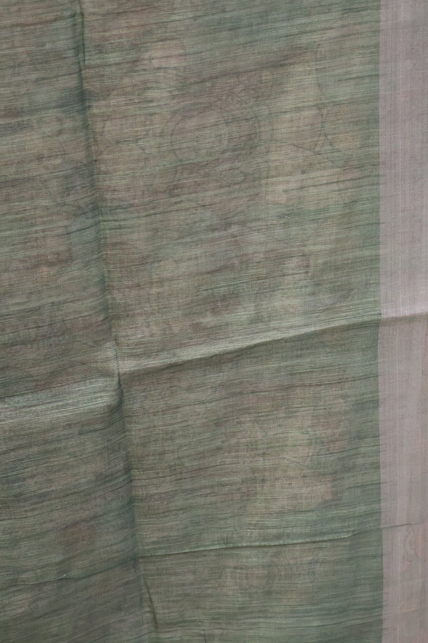 Semi Linen Saree - Penn kalamkari Pattern-Green