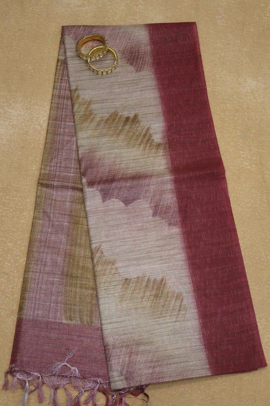 Tissue Tussar Saree-Hand Paint- Pink