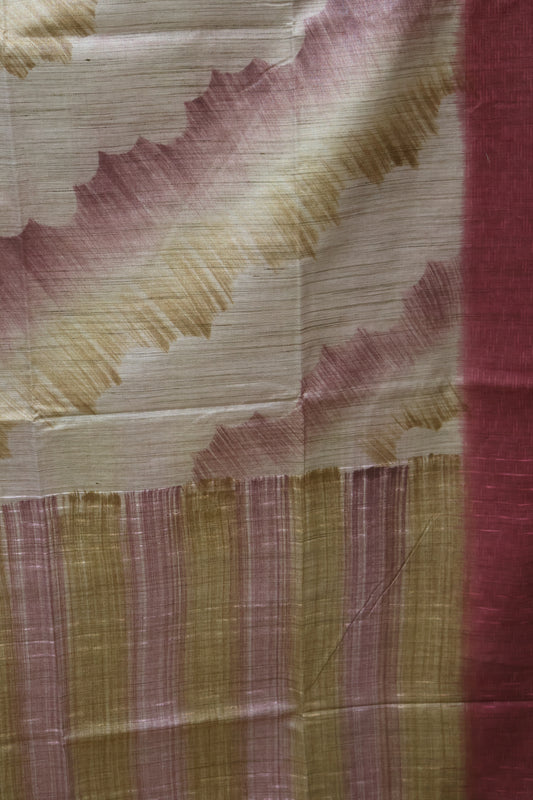 Tissue Tussar Saree-Hand Paint- Pink